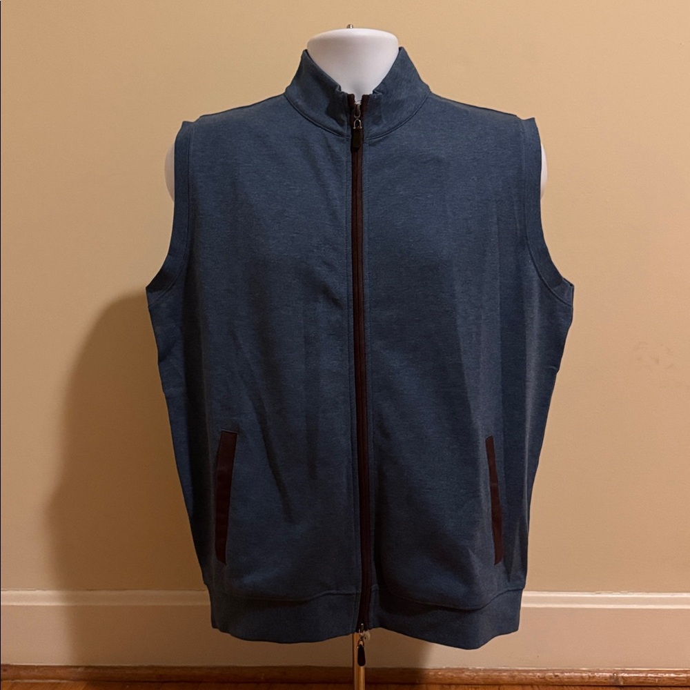 Sharp Lad Smallwood Full Zip Vest in Steele Blue Heather